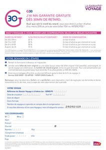 Formulaire SNCF G30 garantie dès 30 minutes de retard