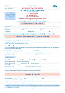 Demande d'obtention de la nationalité française par naturalisation ou réintégration
